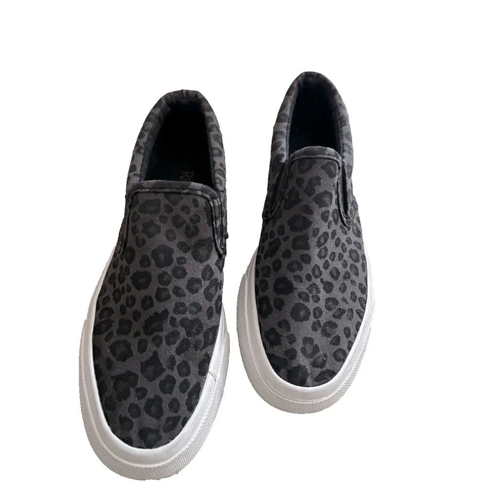 Restricted Black and Gray Cheetah Print Platform Slip On Sneakers Women's Sz 7 - Picture 5 of 7